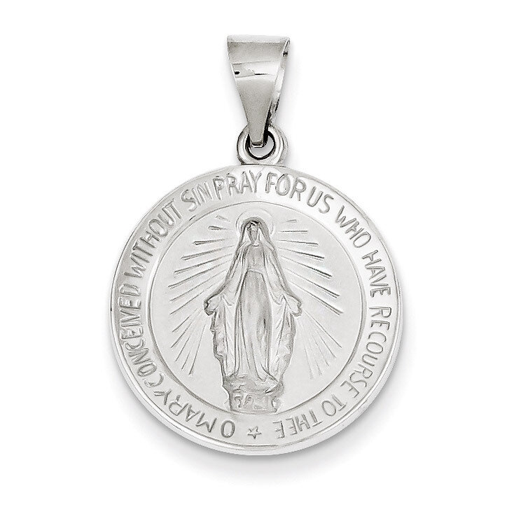 Polished and Satin Miraculous Medal Pendant 14k White Gold XR1271