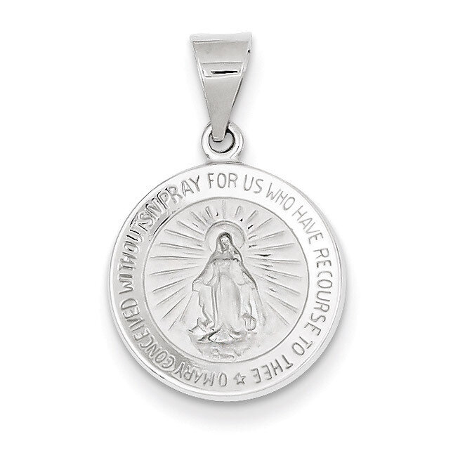 Polished and Satin Miraculous Medal Pendant 14k White Gold XR1272
