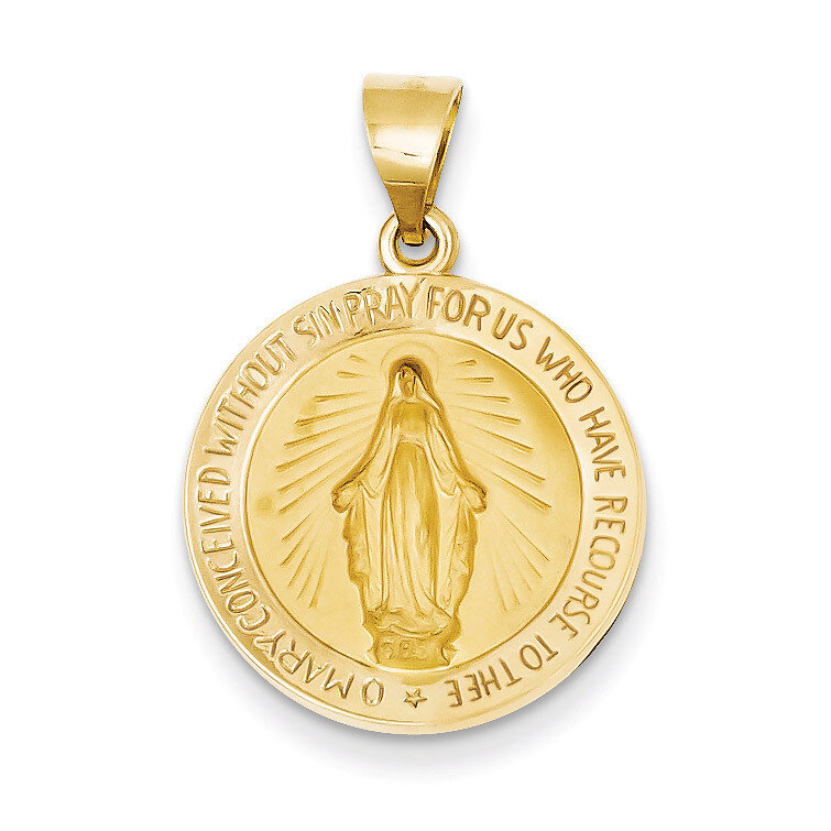 Miraculous Medal Pendant 14k Gold Polished and Satin XR1273