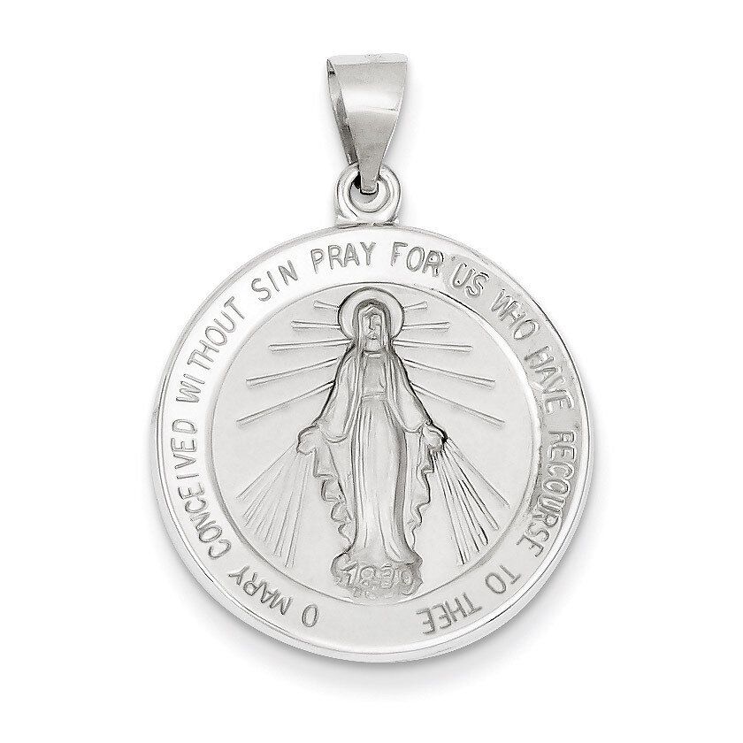 Polished and Satin Miraculous Medal Pendant 14k White Gold XR1274