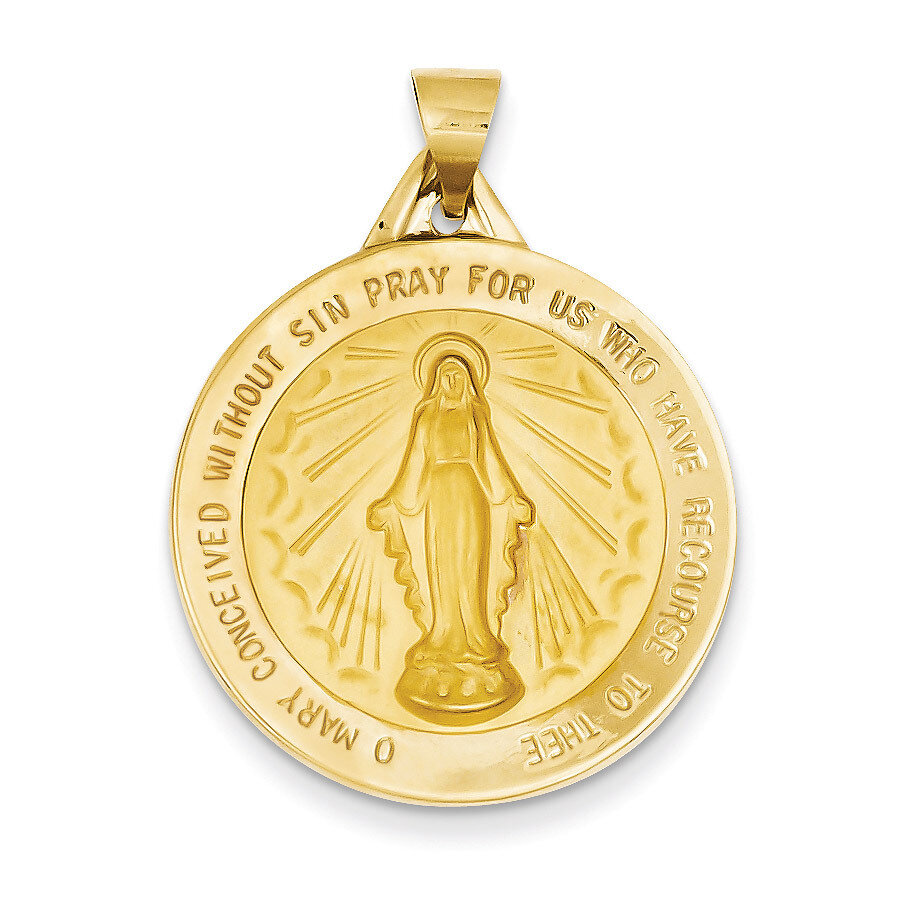 Miraculous Medal Pendant 14k Gold Polished and Satin XR1275