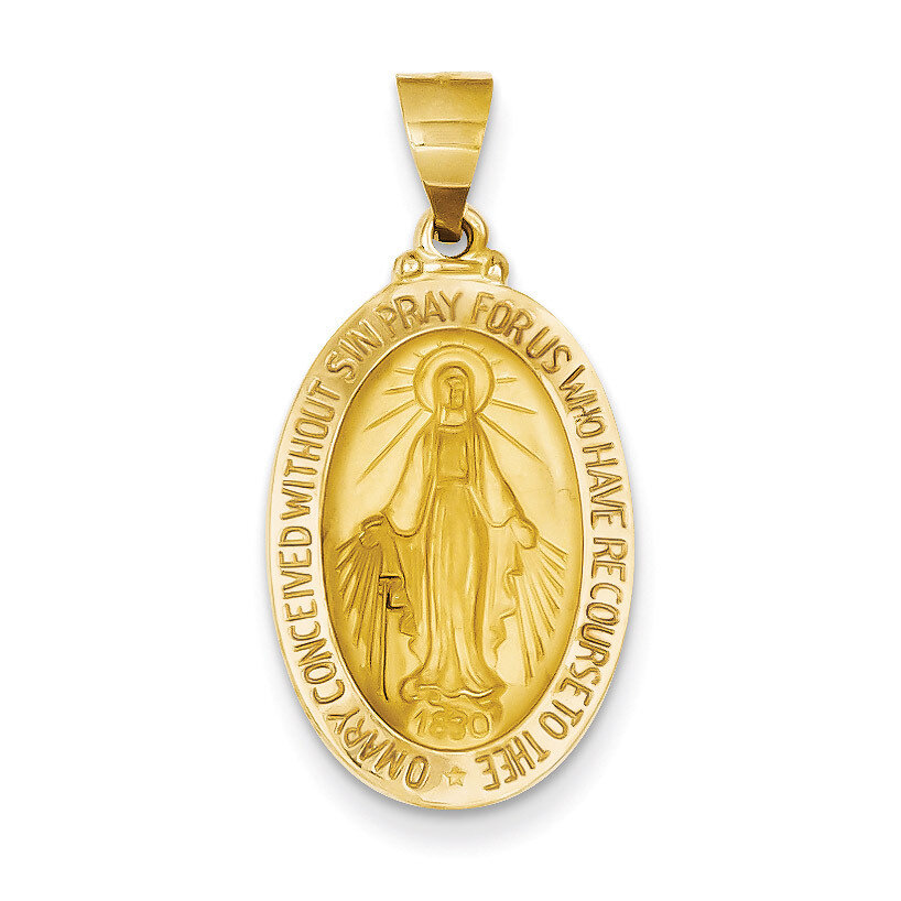 Miraculous Medal Pendant 14k Gold Polished and Satin XR1277