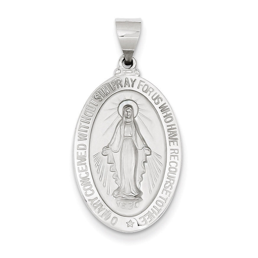 Polished and Satin Miraculous Medal Pendant 14k White Gold XR1278