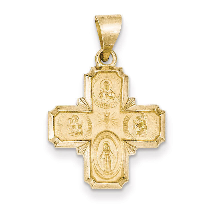 Four Way Medal Pendant 14k Gold Polished and Satin XR1281, MPN: XR1281, 886774619385