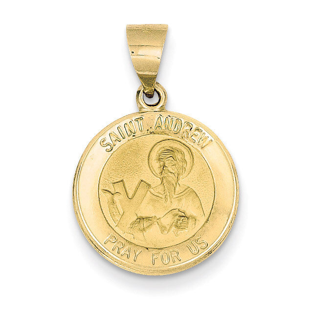Saint Andrew Medal Pendant 14k Gold Polished and Satin XR1284
