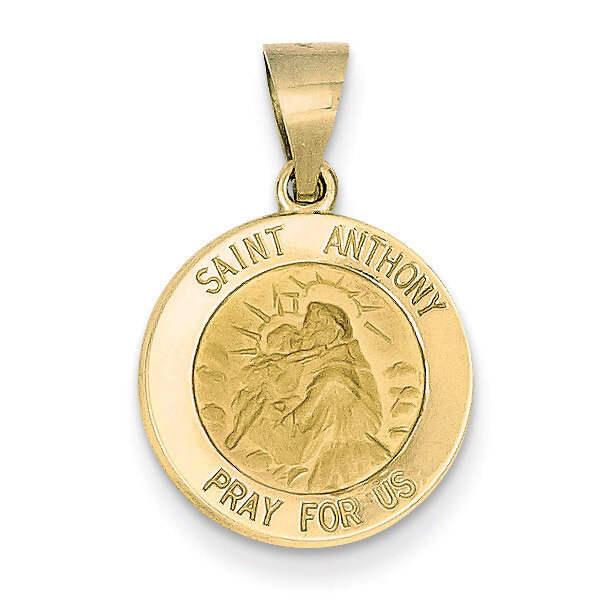 Saint Anthony Medal Pendant 14k Gold Polished and Satin XR1287