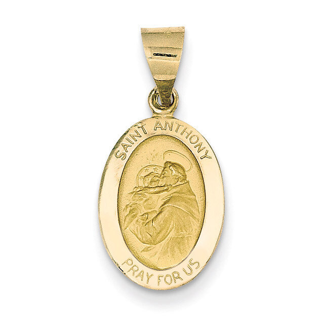 Saint Anthony Medal Pendant 14k Gold Polished and Satin XR1288