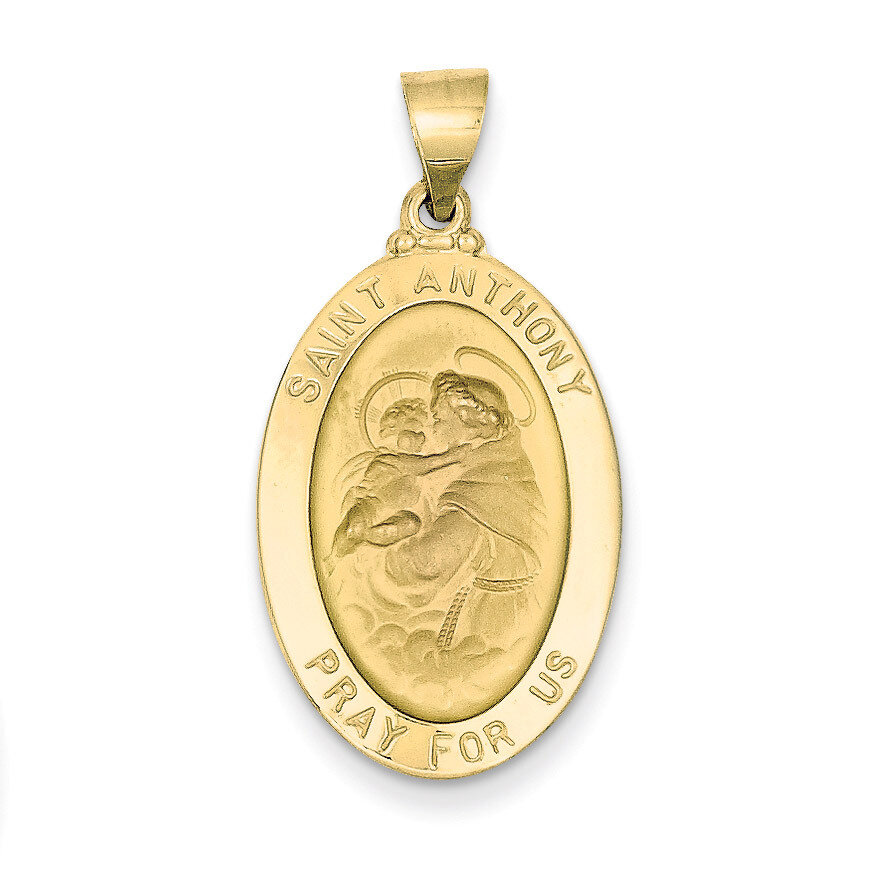 Saint Anthony Medal Pendant 14k Gold Polished and Satin XR1291