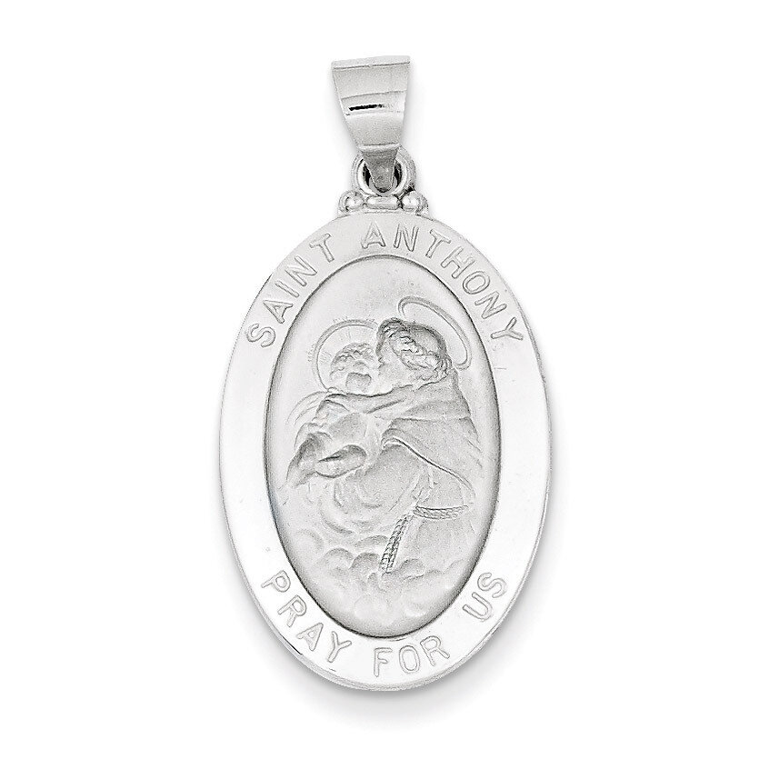 Polished and Satin Saint Anthony Medal Pendant 14k White Gold XR1292