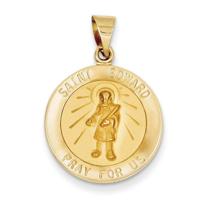 Saint Edward Medal Pendant 14k Gold Polished and Satin XR1313