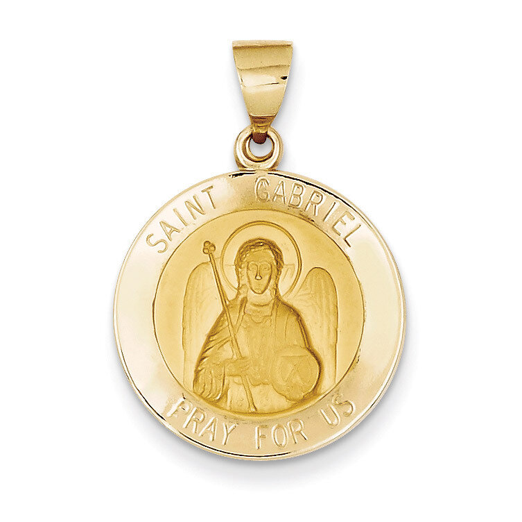 Saint Gabriel Medal Pendant 14k Gold Polished and Satin XR1327