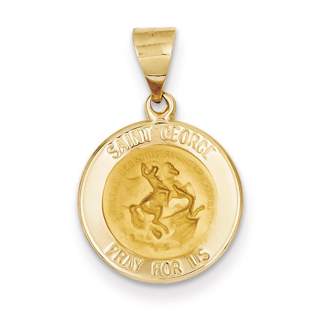 Saint George Medal Pendant 14k Gold Polished and Satin XR1328