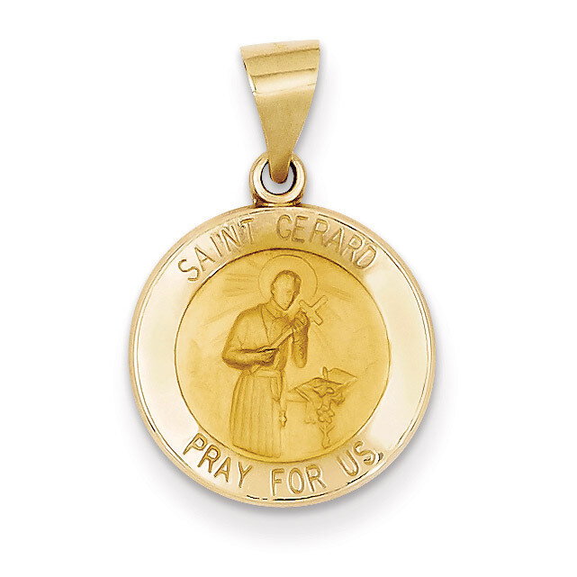 Saint Gerard Medal Pendant 14k Gold Polished and Satin XR1330
