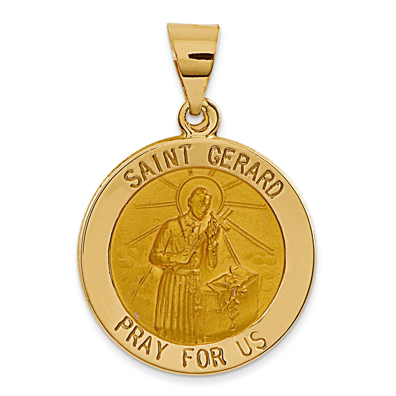 Saint Gerard Medal Pendant 14k Gold Polished and Satin XR1331