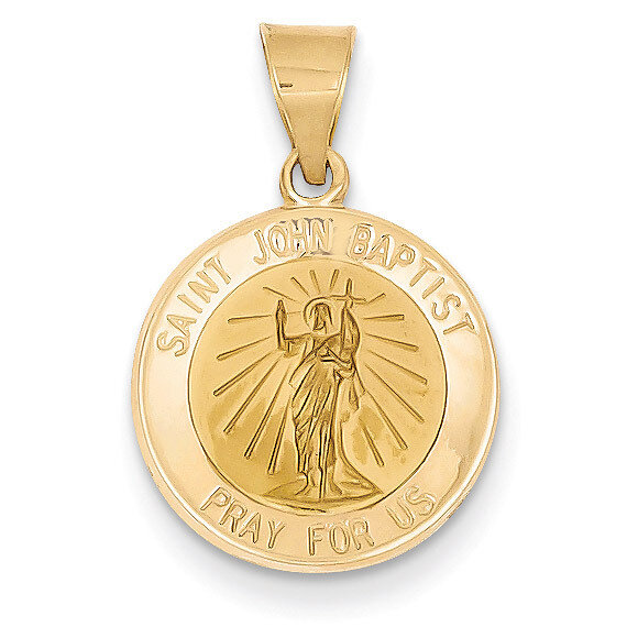 Saint John Baptist Medal Pendant 14k Gold Polished and Satin XR1334