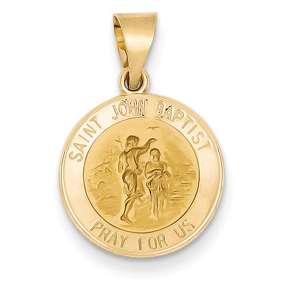 Saint John Baptist Medal Pendant 14k Gold Polished and Satin XR1335
