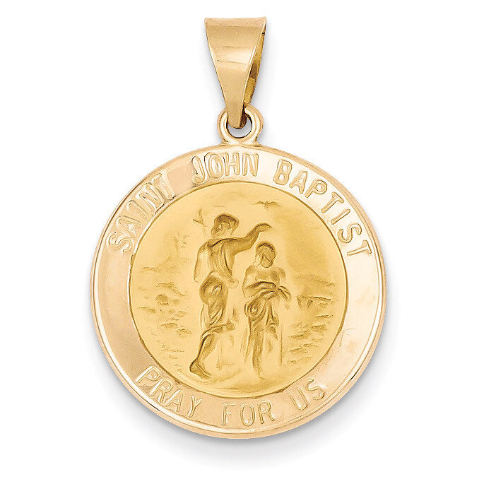 Saint John Baptist Medal Pendant 14k Gold Polished and Satin XR1336