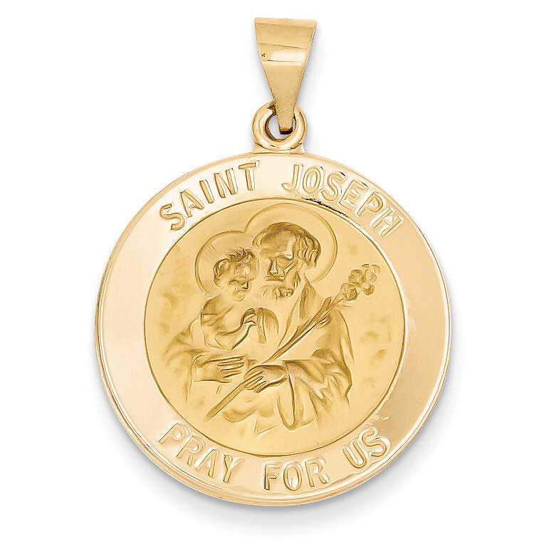 Saint Joseph Medal Pendant 14k Gold Polished and Satin XR1341