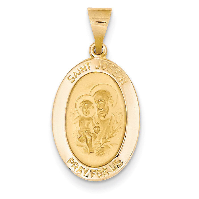 Saint Joseph Medal Pendant 14k Gold Polished and Satin XR1344