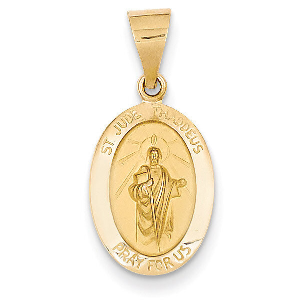 Saint Jude Thaddeus Medal Pendant 14k Gold Polished and Satin XR1349