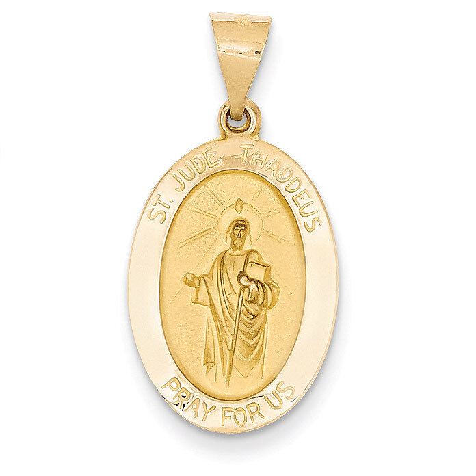 Saint Jude Thaddeus Medal Pendant 14k Gold Polished and Satin XR1350