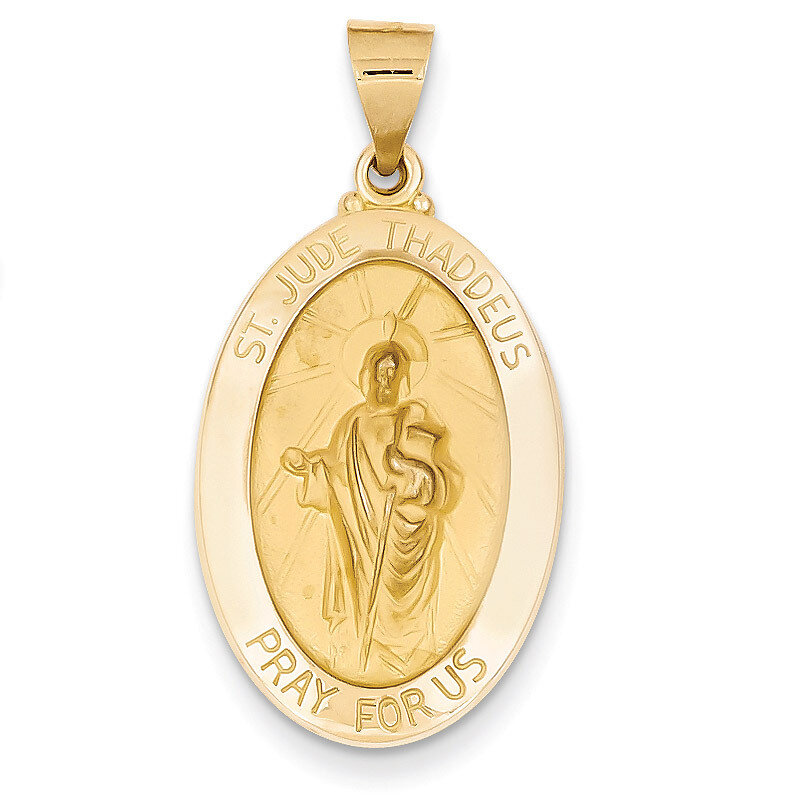 Saint Jude Thaddeus Medal Pendant 14k Gold Polished and Satin XR1351