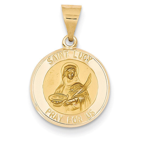 Saint Lucy Medal Pendant 14k Gold Polished and Satin XR1353