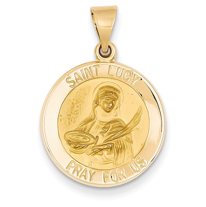 Saint Lucy Medal Pendant 14k Gold Polished and Satin XR1354
