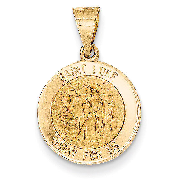 Saint Luke Medal Pendant 14k Gold Polished and Satin XR1356