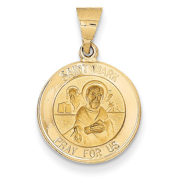 Saint Mark Medal Pendant 14k Gold Polished and Satin XR1357