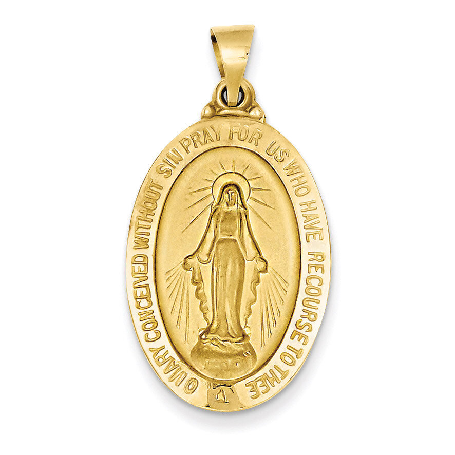 Miraculous Medal Pendant 14k Gold Polished and Satin XR1366