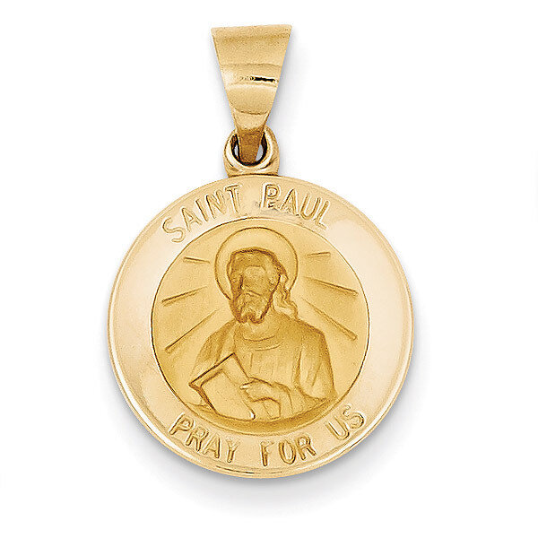 Saint Paul Medal Pendant 14k Gold Polished and Satin XR1376