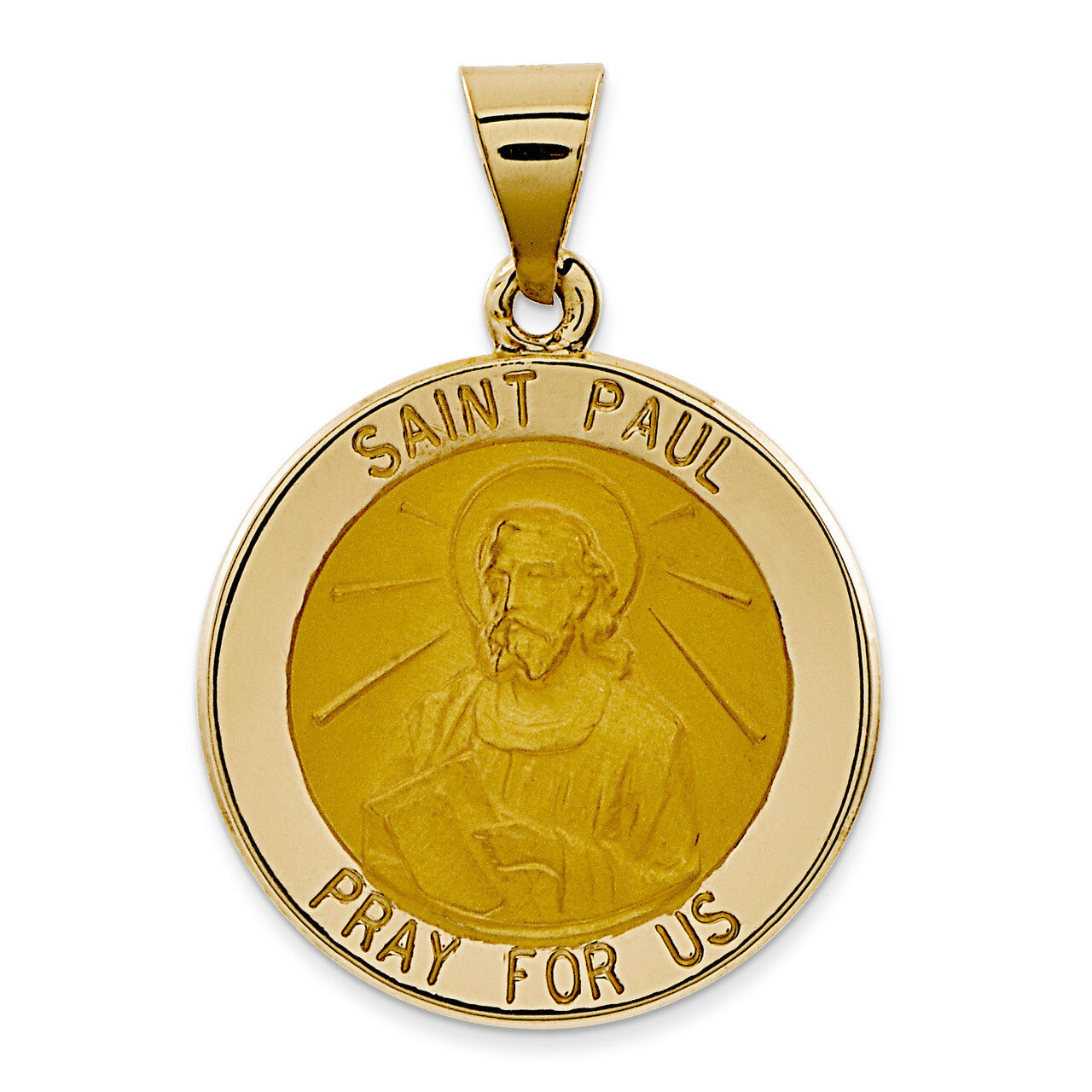 Saint Paul Medal Pendant 14k Gold Polished and Satin XR1377