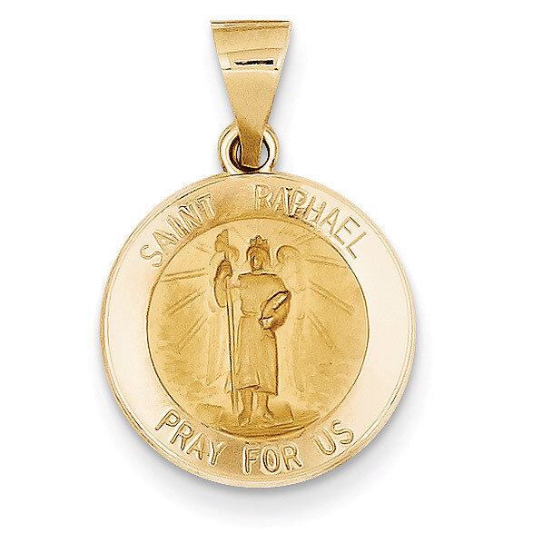 Saint Raphael Medal Pendant 14k Gold Polished and Satin XR1382, MPN: XR1382, 883957475394