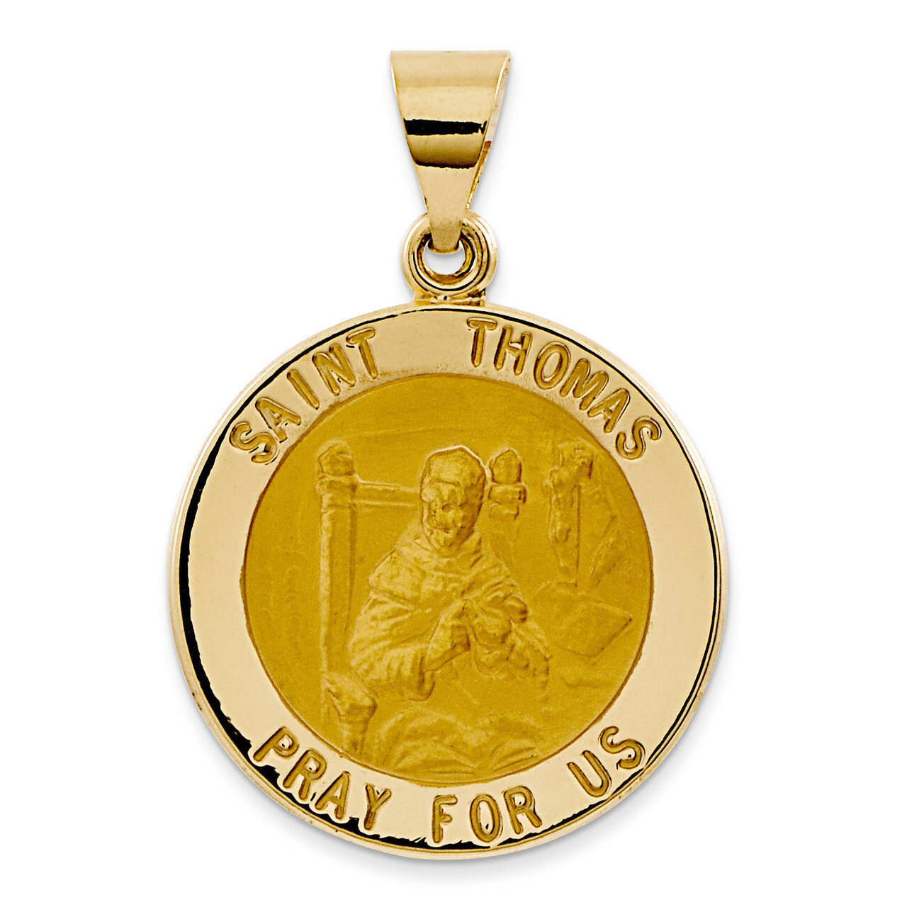Saint Thomas Medal Pendant 14k Gold Polished and Satin XR1387