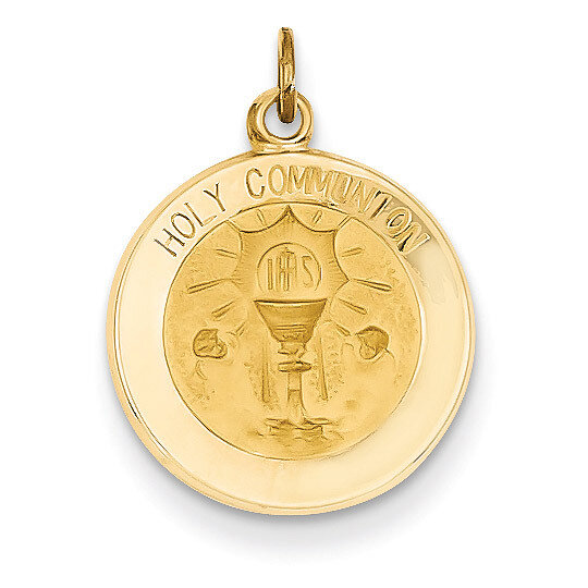 Holy Communion Medal Pendant 14k Gold Polished and Satin XR1390