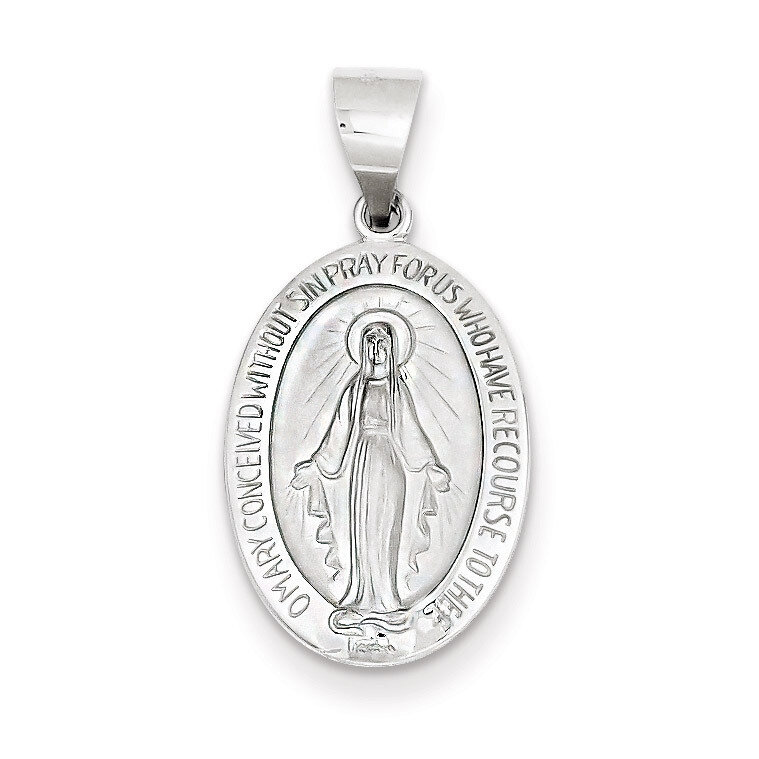 Polished and Satin Miraculous Medal Pendant 14k White Gold XR1399