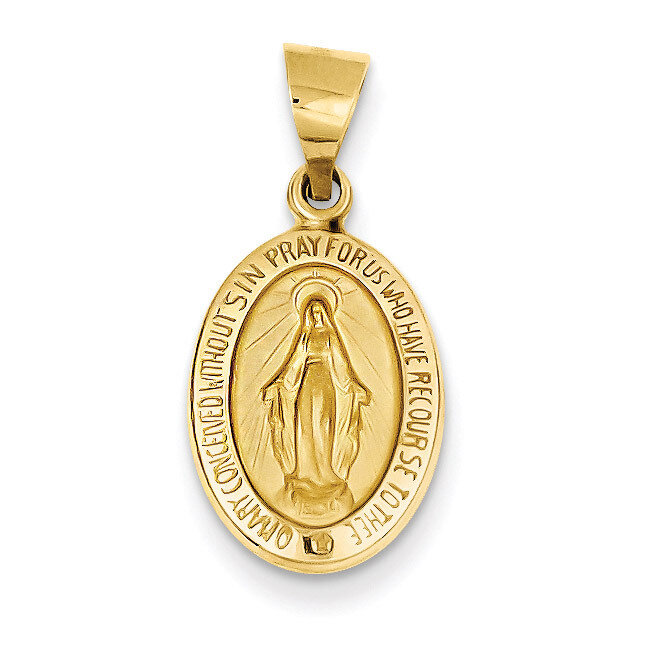 Miraculous Medal Pendant 14k Gold Polished and Satin XR1401