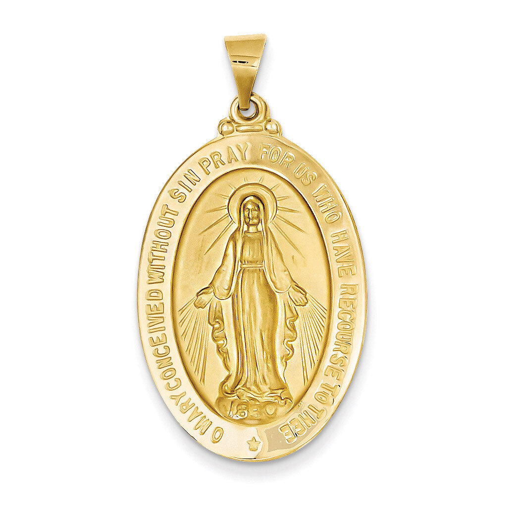 Miraculous Medal Pendant 14k Gold Polished and Satin XR1407