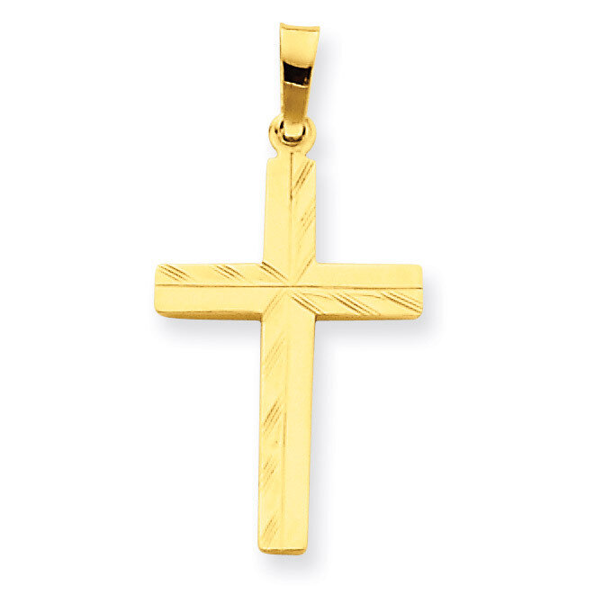 Hollow Cross Pendant 14k Gold Diamond-cut XR235, MPN: XR235, 191101544026