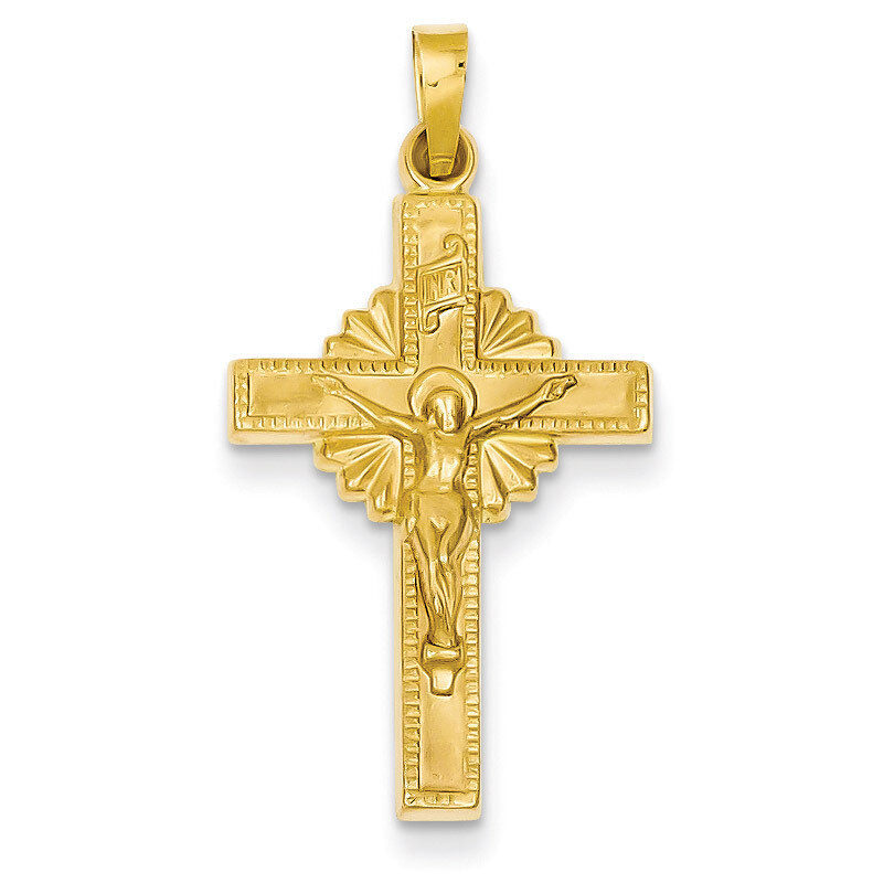 INRI Hollow Crucifix Pendant 14k Gold XR287