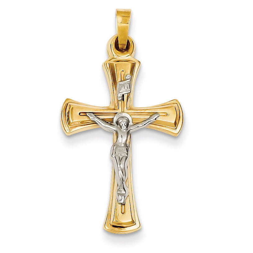INRI Hollow Crucifix Pendant 14k Two-Tone Gold XR290