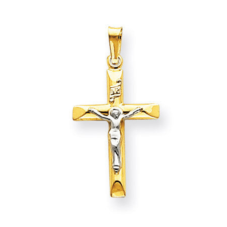 INRI Hollow Crucifix Pendant 14k Two-Tone Gold XR293