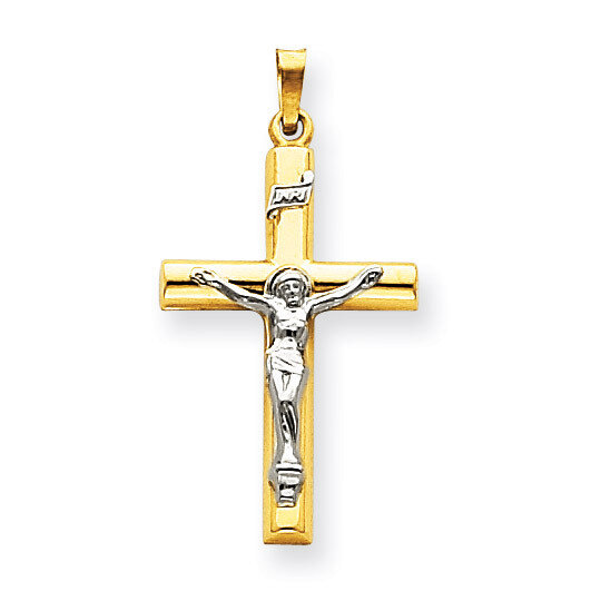 INRI Hollow Crucifix Pendant 14k Two-Tone Gold XR298