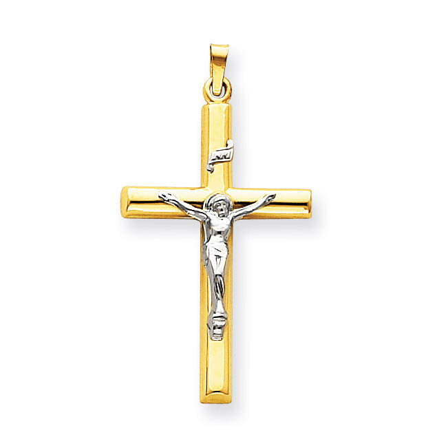 INRI Hollow Crucifix Pendant 14k Two-Tone Gold XR299