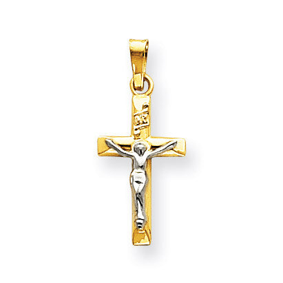 INRI Hollow Crucifix Pendant 14k Two-Tone Gold XR308
