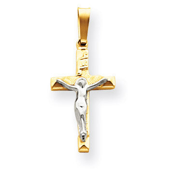 INRI Hollow Crucifix Pendant 14k Two-Tone Gold XR309