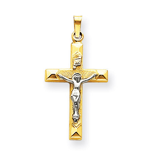 INRI Hollow Crucifix Pendant 14k Two-Tone Gold XR311