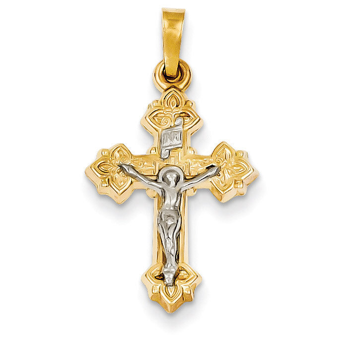INRI Hollow Crucifix Pendant 14k Two-Tone Gold XR312