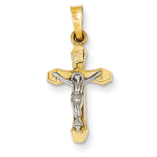 INRI Hollow Crucifix Pendant 14k Two-Tone Gold XR314